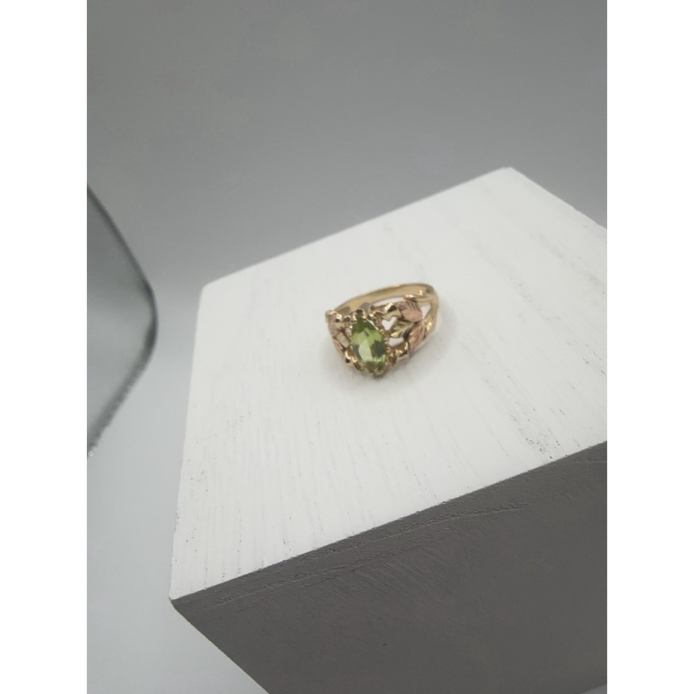 Vintage Peridot Ring Set In Black Hills Gold Ring Size 6